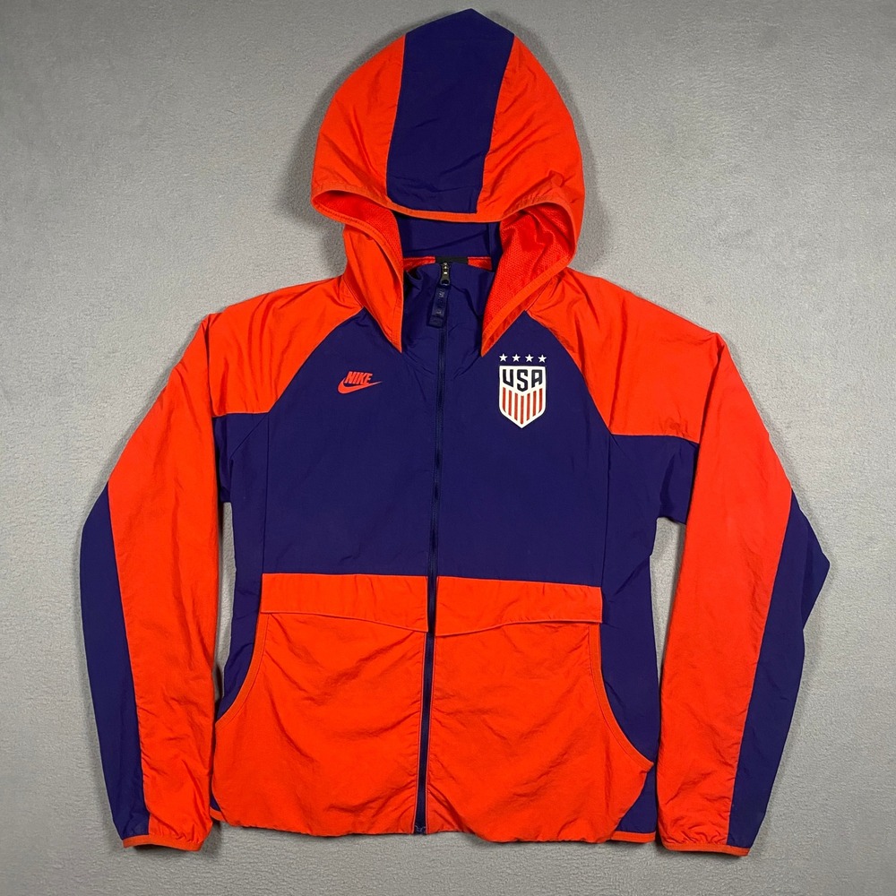 Nike All Weather Soccer Windbreaker Women Small USWNT Hooded Jacket CZ4334-688